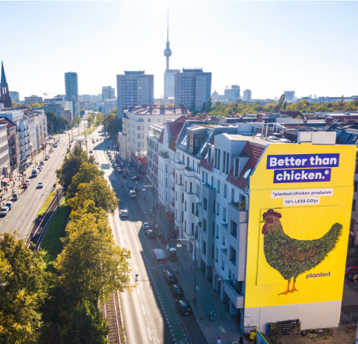 Food tech start-up Planted Foods  causes a stir in Berlin with giant chicken made from plants